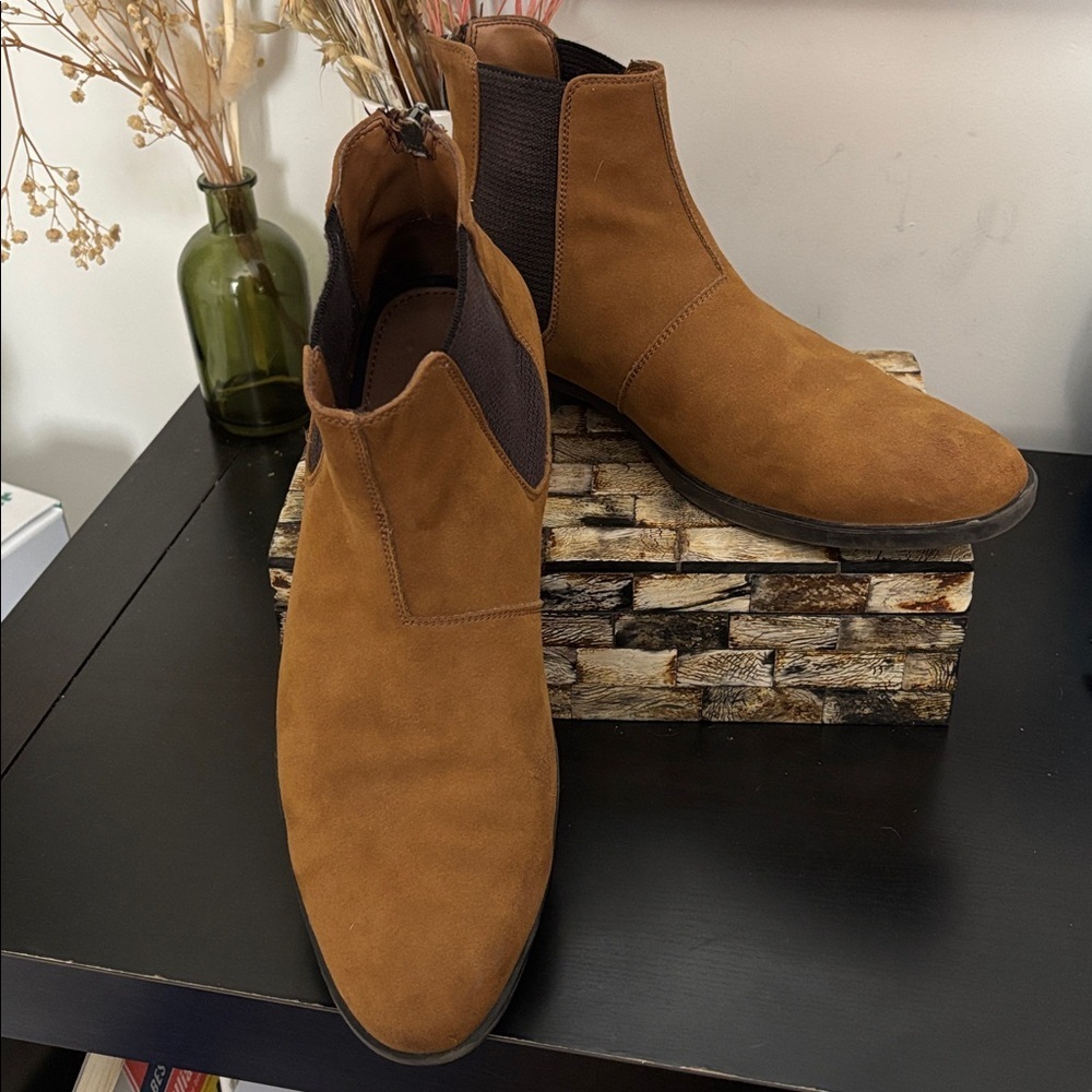 CALL IT SPRING (8) Men's Chelsea Boots Vegan Suede Tan Pull-On - Size US 8 - Picture 15 of 16